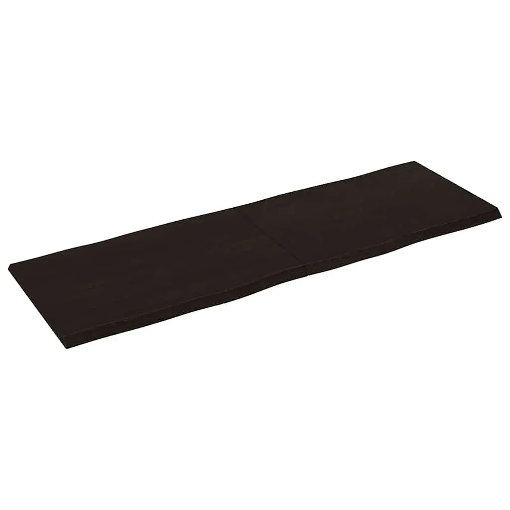 Wooden Table Top 180x60cm Solid Oak Live Edge Foldable Dark Brown