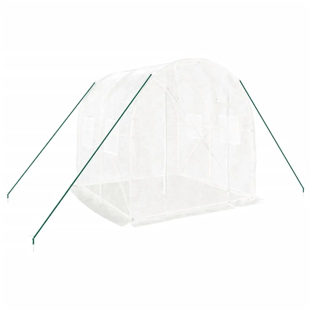 Greenhouse 4 m² 2x2x2 m White Steel Frame PE Cover Roll-Up Door Mesh Windows