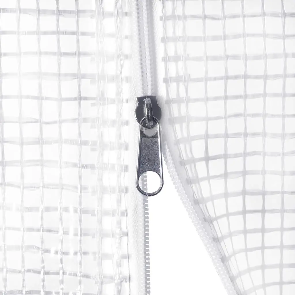 Greenhouse 4 m² 2x2x2 m White Steel Frame PE Cover Roll-Up Door Mesh Windows