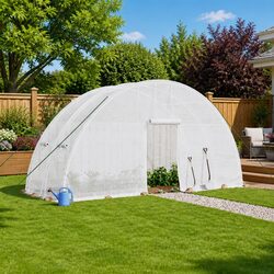Greenhouse 12m² Steel Frame PE Cover White 6x2x2.85m Garden Plant House