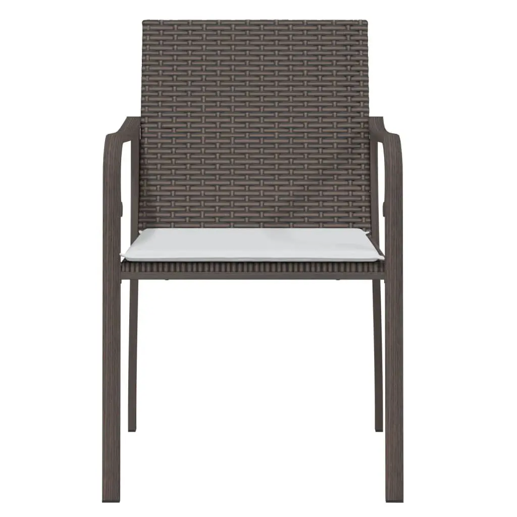 Garden Chairs 2 pcs Brown PE Rattan with Cushions Backrest and Armrests 56x59x84 cm