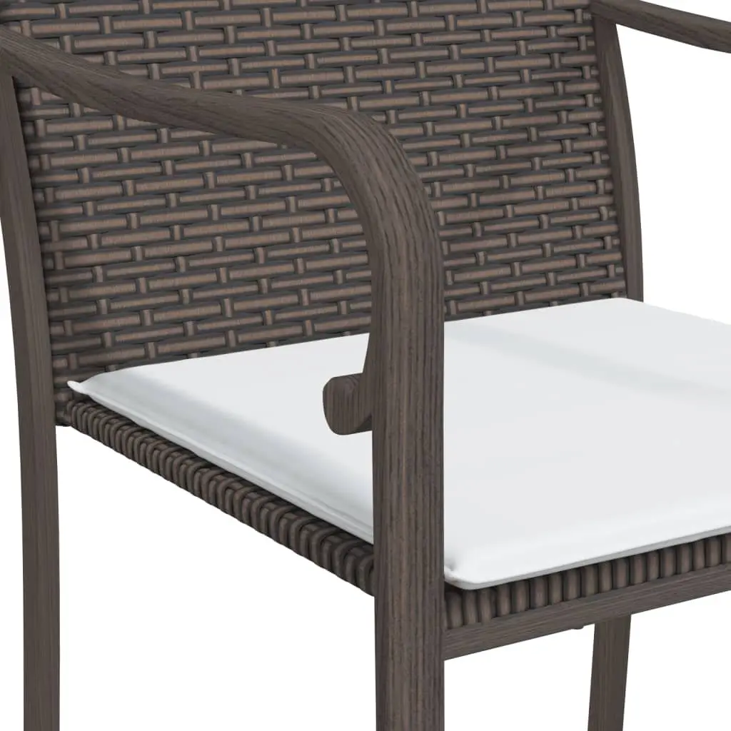 Garden Chairs 2 pcs Brown PE Rattan with Cushions Backrest and Armrests 56x59x84 cm