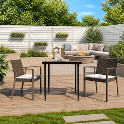 Brown Patio Seating Set of 2 with Cushions for Comfort