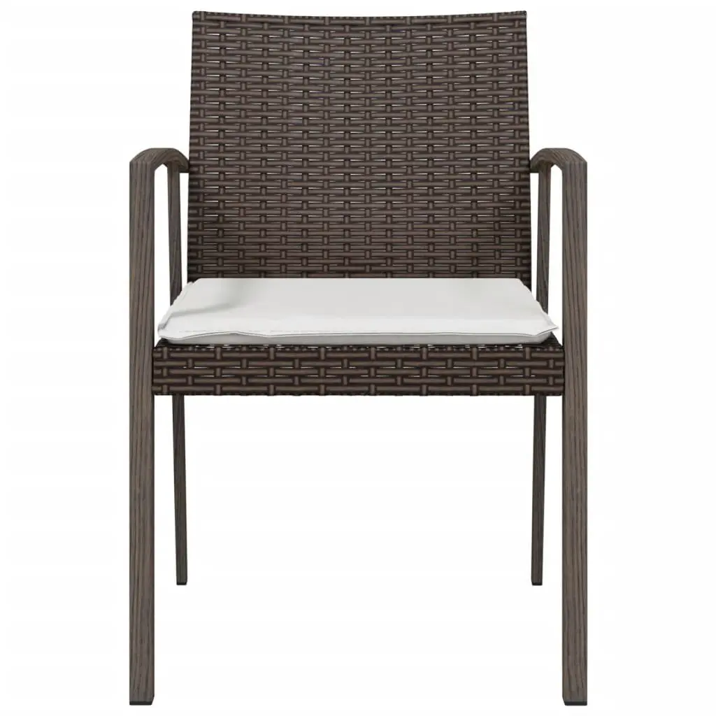 Patio Seating Chairs Set of 2 Brown PE Rattan Outdoor Garden with Cushions