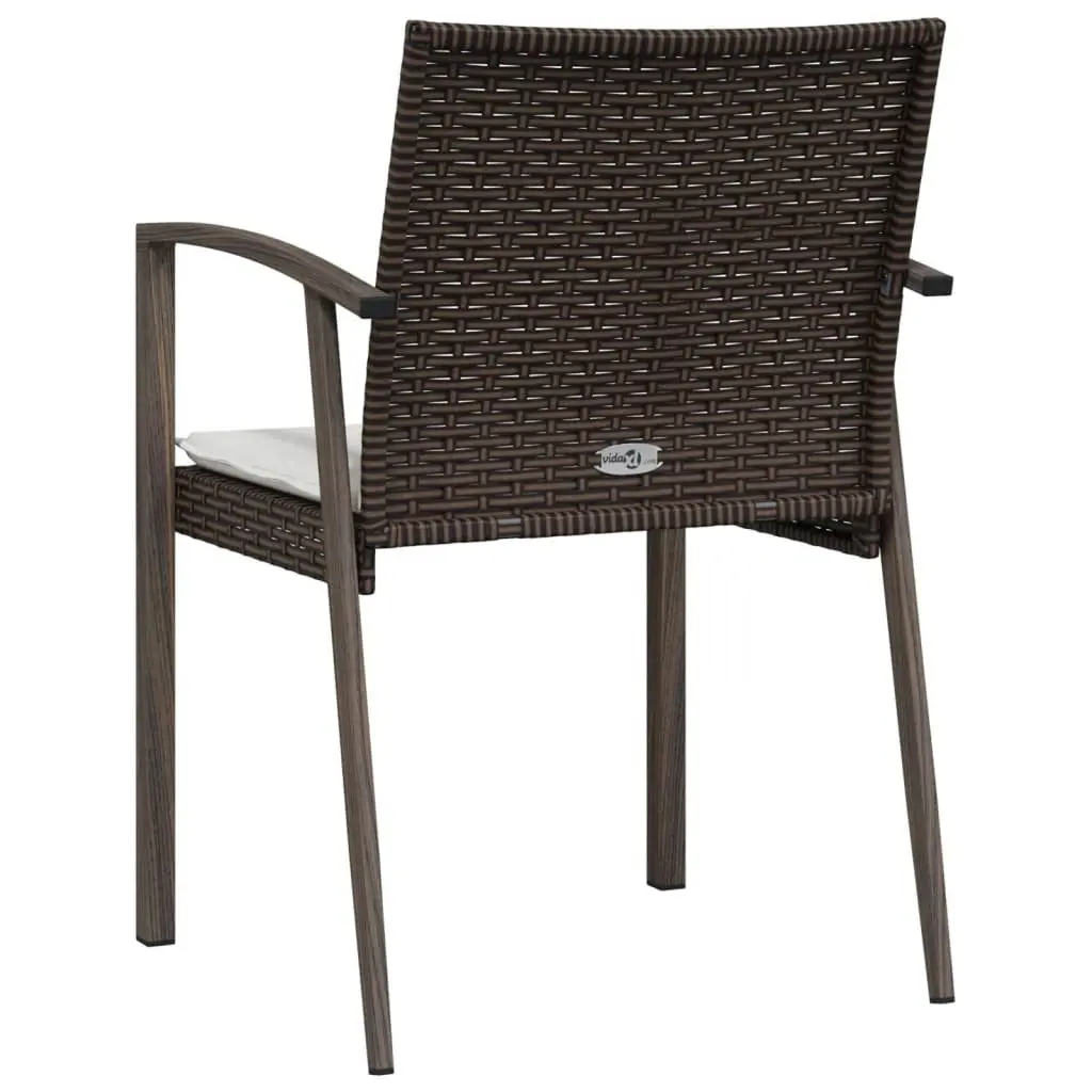 Patio Seating Chairs Set of 2 Brown PE Rattan Outdoor Garden with Cushions