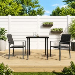 Comfortable Black Poly Rattan Patio Chairs (Set of 2)
