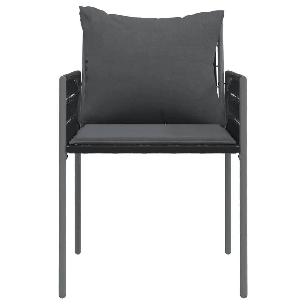 Outdoor Chairs 2 Pieces Black Cushioned Poly Rattan Garden Patio Seating