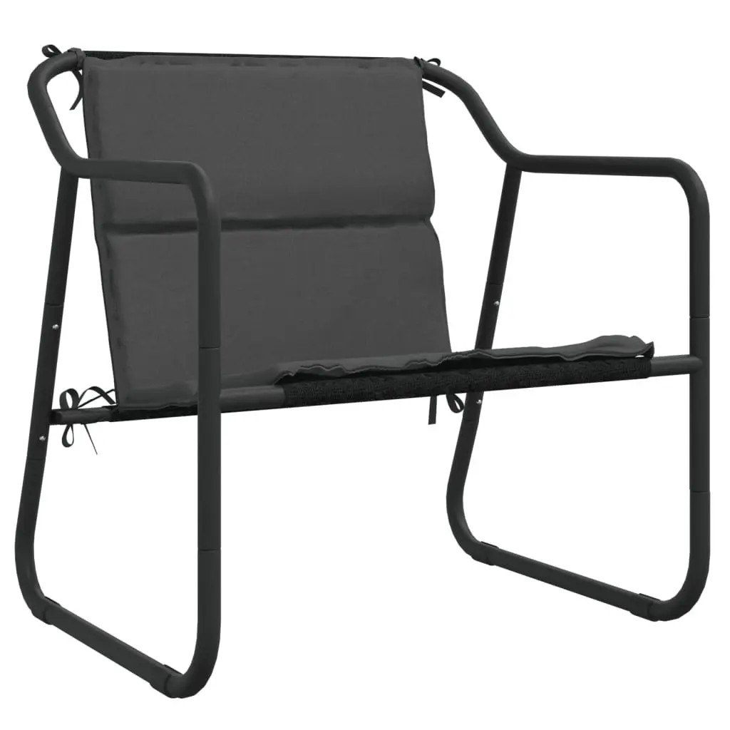 Outdoor Lounge Set 3 Piece Steel Frame with Thick Cushions and Textilene Fabric Anthracite