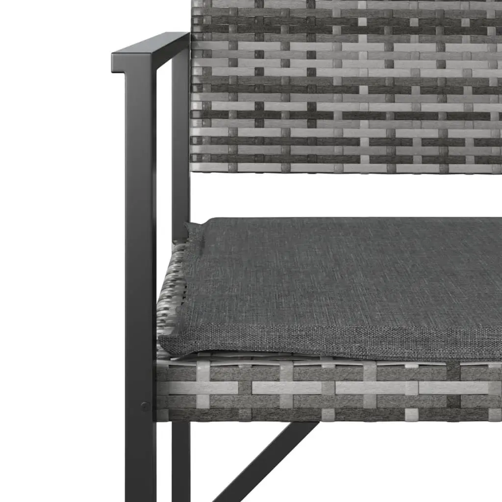 2-Seater Garden Bench Grey PE Rattan Cushion Backrest Armrest