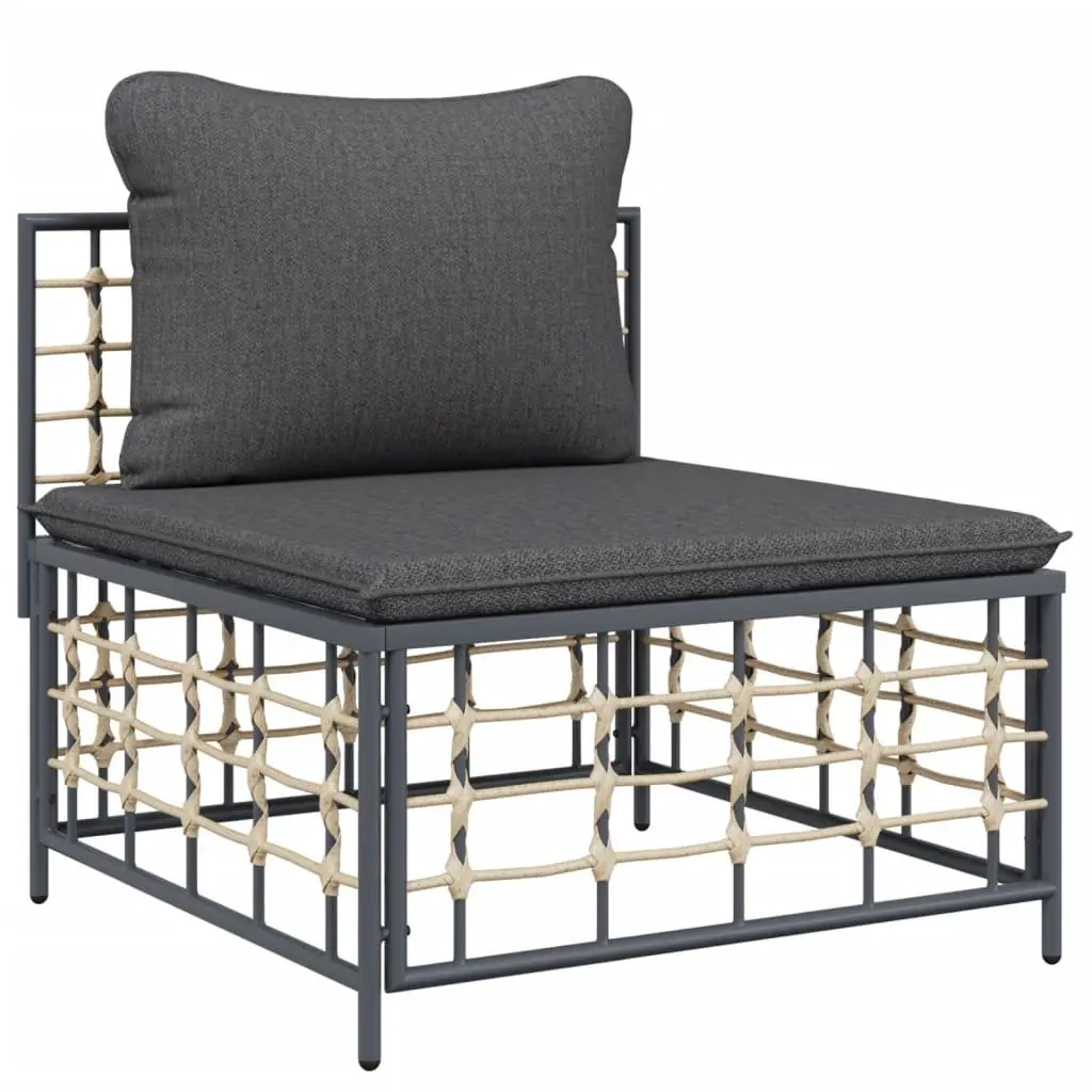 Garden Middle Sofa Modular Outdoor Seating Weather-Resistant PE Rattan with Cushions