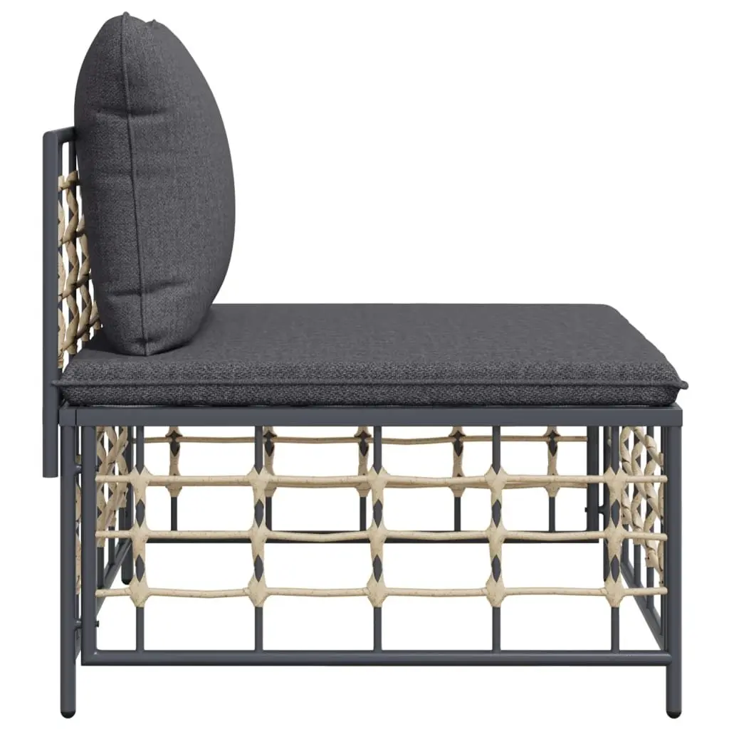 Garden Middle Sofa Modular Outdoor Seating Weather-Resistant PE Rattan with Cushions