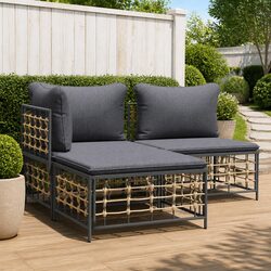 Outdoor Footstool Ottoman with Comfortable Anthracite Cushion