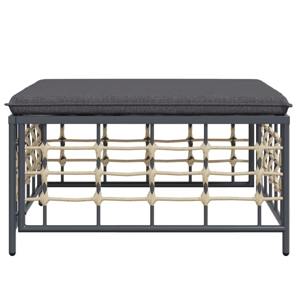 Garden Footstool Ottoman Outdoor Sectional Seat Anthracite Weather-Resistant PE Rattan with Thickly Padded Cushion