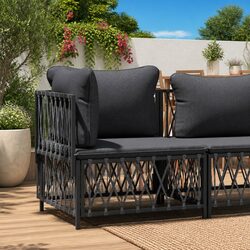 Outdoor Corner Sofa Garden Sectional Seating with Cushions Anthracite Woven