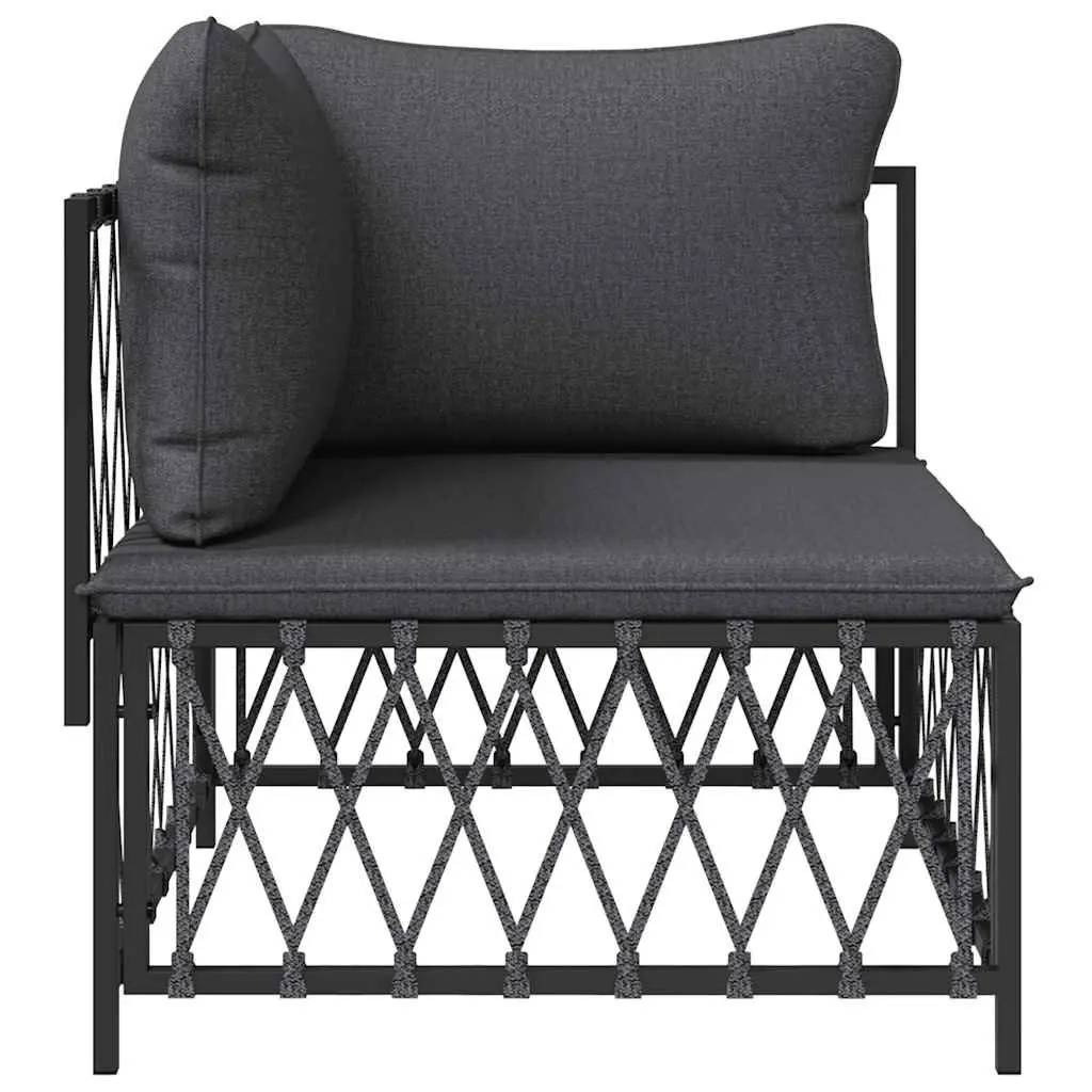 Outdoor Corner Sofa Garden Sectional Seating with Cushions Anthracite Woven