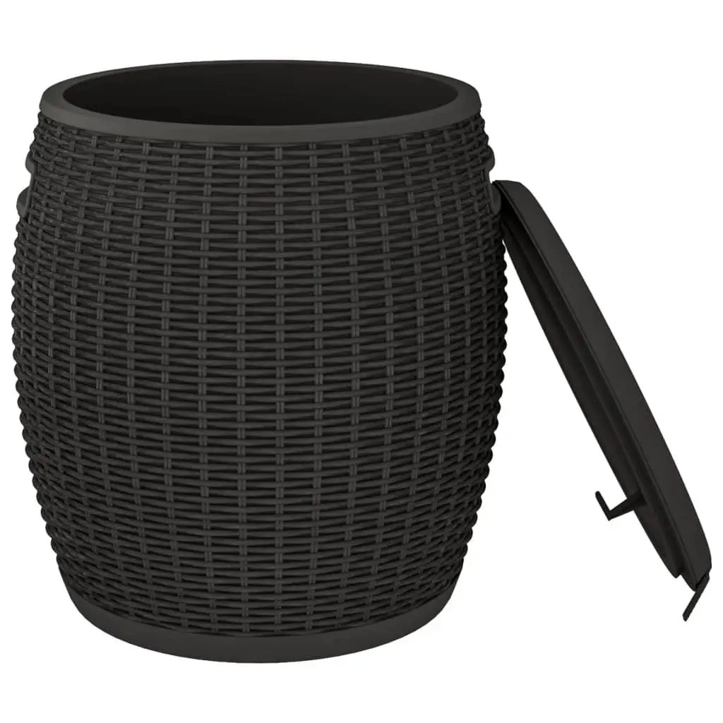 Garden Storage Box 4-in-1 Black Polypropylene Outdoor Stool Side Table Ice Cooler