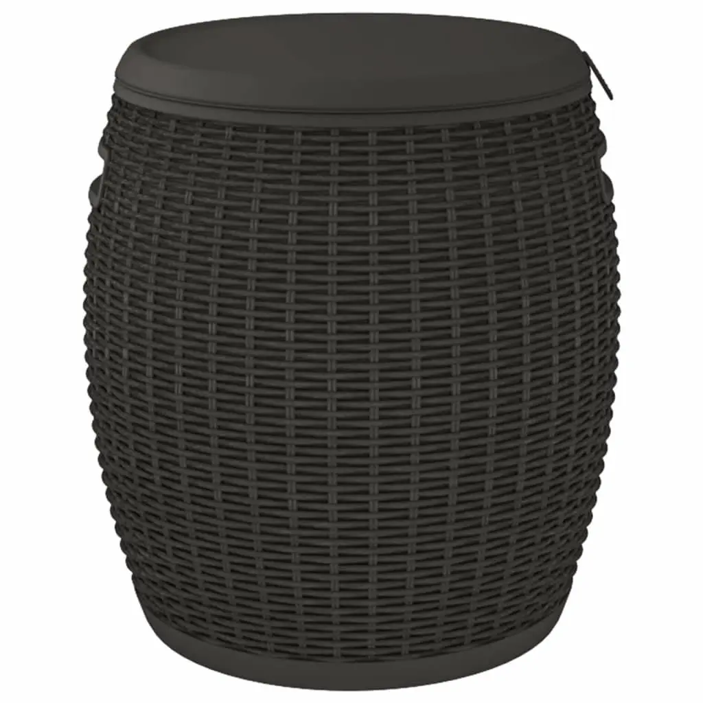 Garden Storage Box 4-in-1 Black Polypropylene Outdoor Stool Side Table Ice Cooler