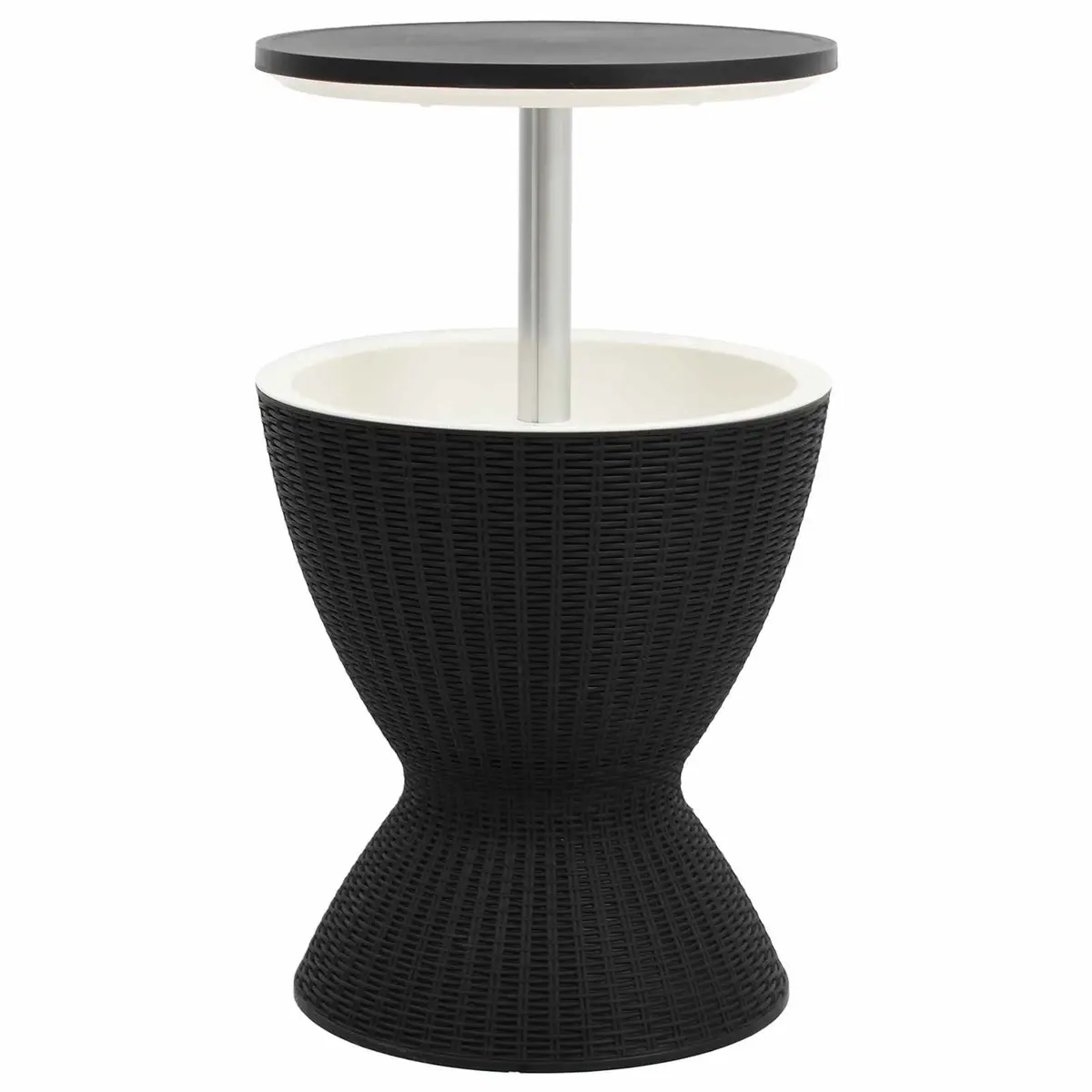 3in1OutdoorIceCoolerTableBlackPolypropyleneBeverageCoolerCocktailTableCoffeeTable