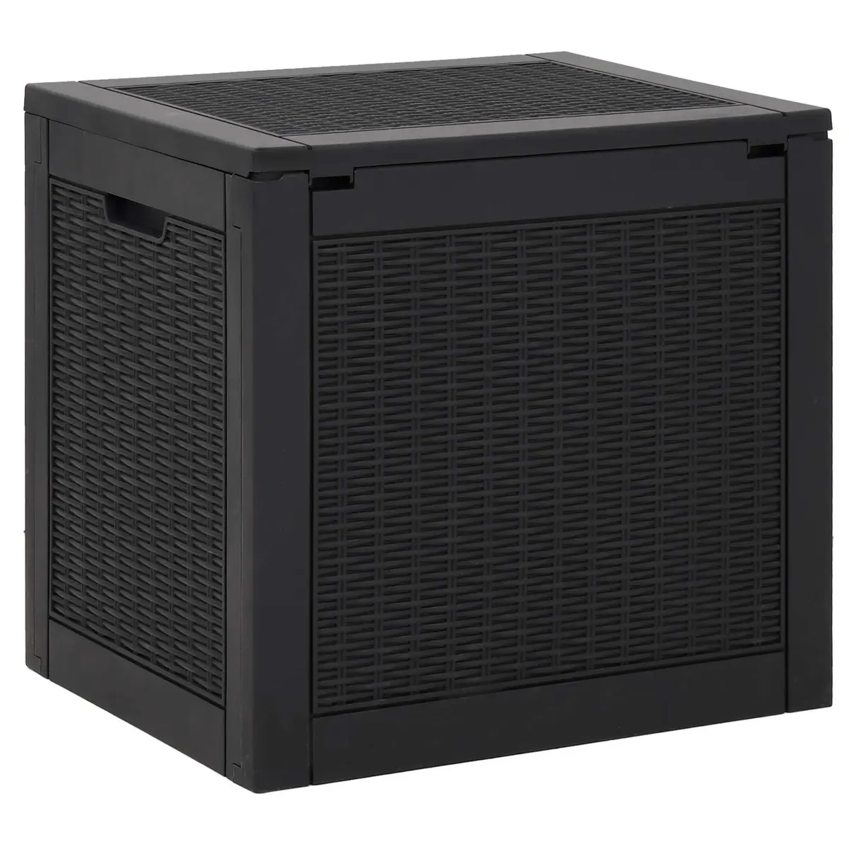 Garden Storage Box Black Outdoor Rattan Design Polypropylene 55.5x43x53cm