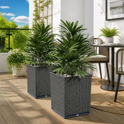Black Planters 30x30x37cm Set of 2 Garden Flower Pots Outdoor Balcony Decor