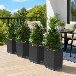 Enhance Your Outdoor Space with 4pc Black Planter Pots 30x30x37cm