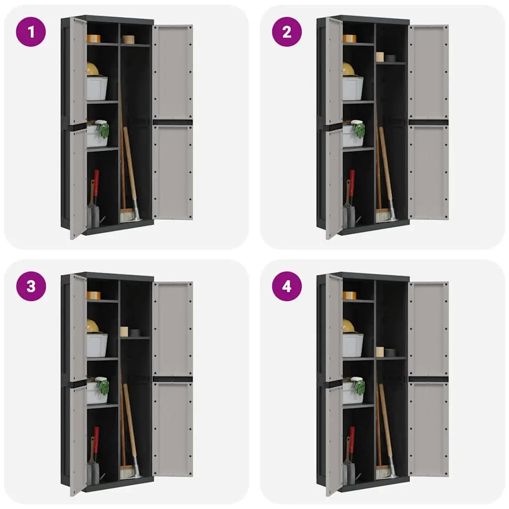 Outdoor Storage Cabinet Grey Black Lockable Adjustable Shelves