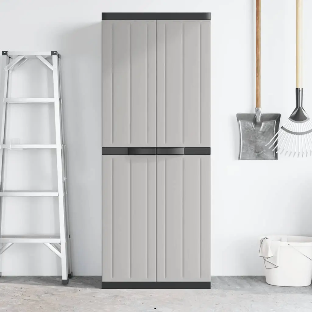 Outdoor Storage Cabinet Grey Black Lockable Adjustable Shelves