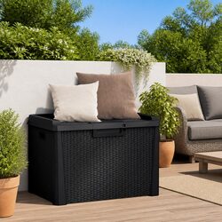 Outdoor Garden Storage Box 125L Anthracite Rattan Look Weather Resistant