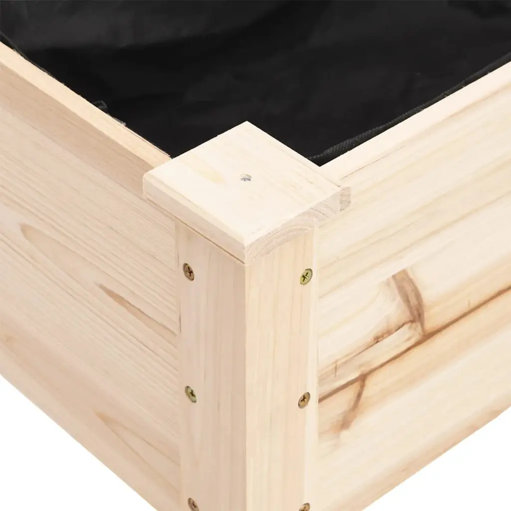 Wooden Planter 203x53x76 cm Raised Bed with Liner Solid Fir Wood Brown