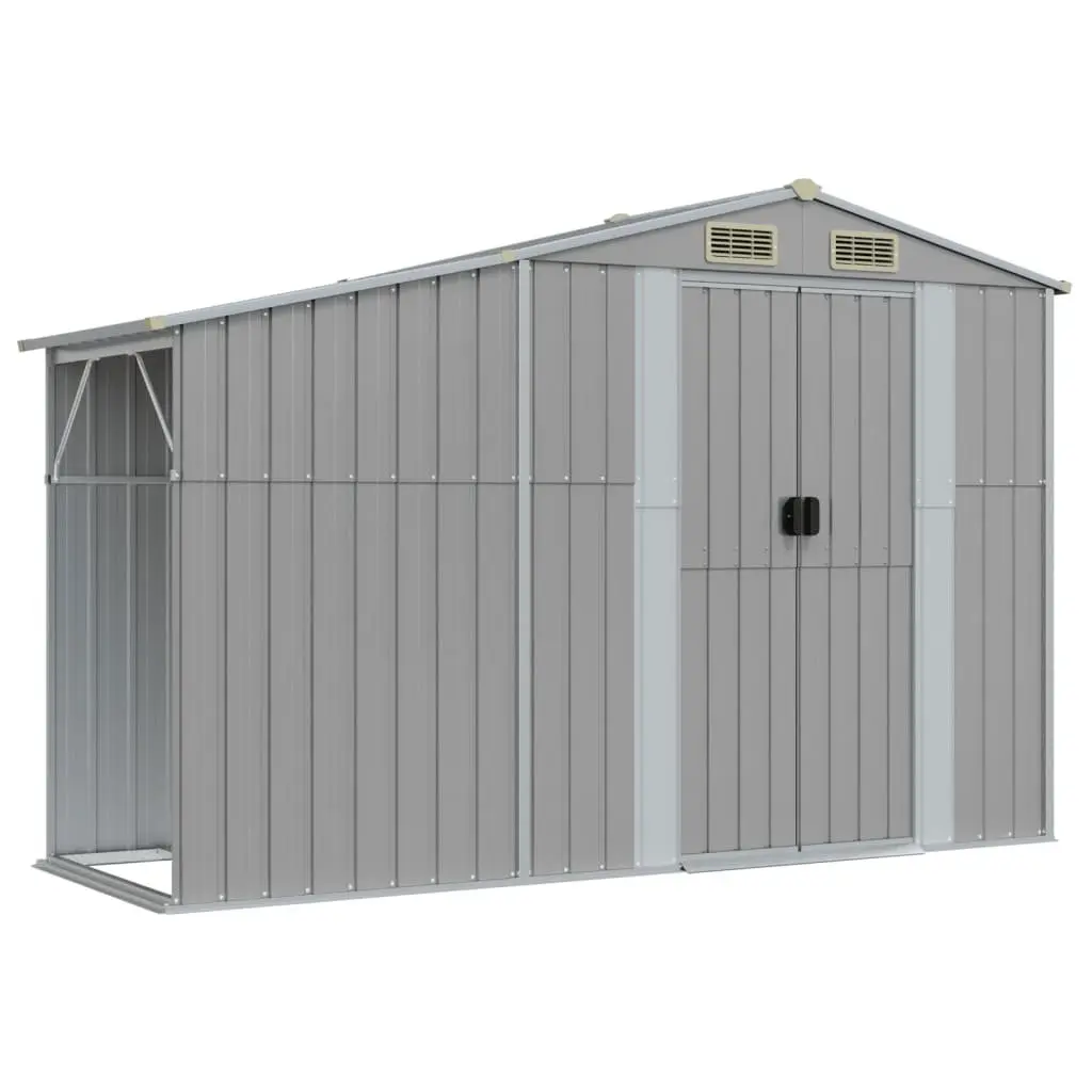 Garden Shed Grey Metal Storage Galvanised Steel 277x93x179cm Outdoor Structure