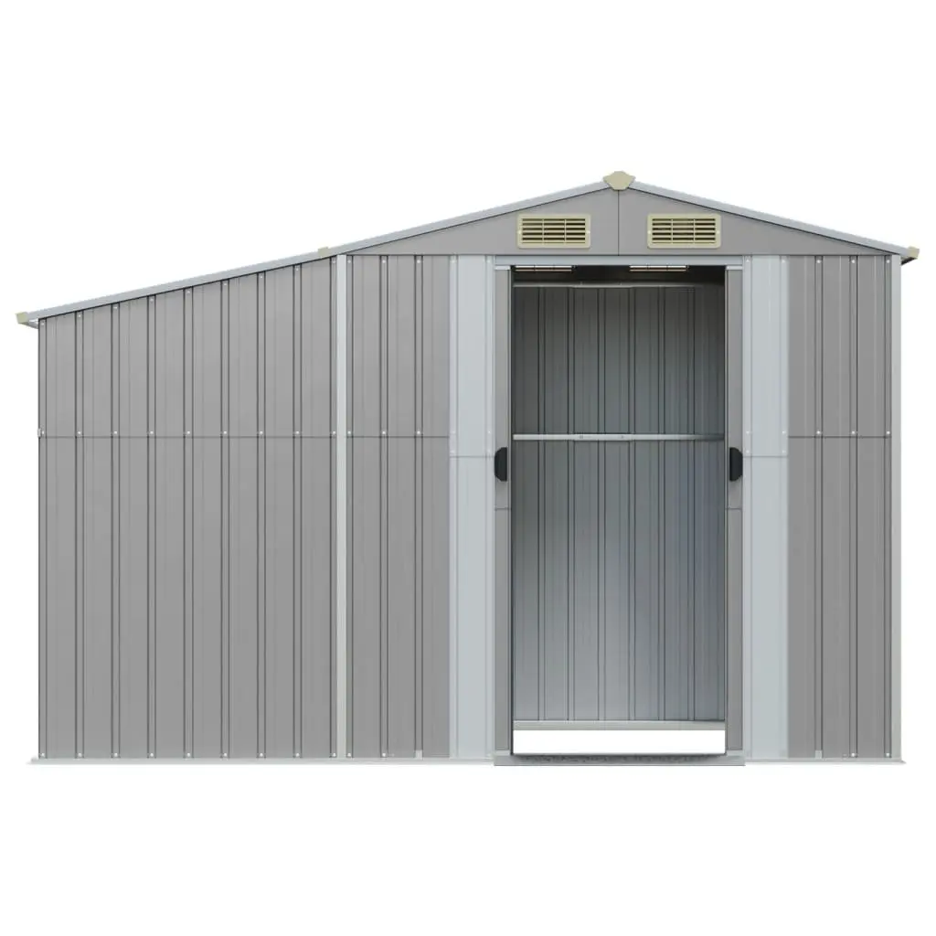 Garden Shed Grey Metal Storage Galvanised Steel 277x93x179cm Outdoor Structure