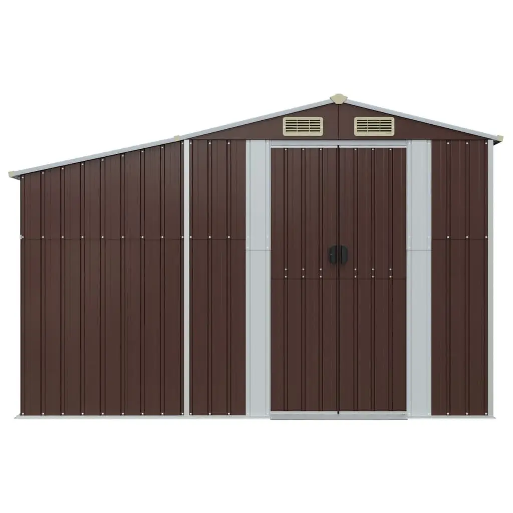 Garden Shed 277x93x179 cm Brown Galvanised Steel Outdoor Storage Tool House