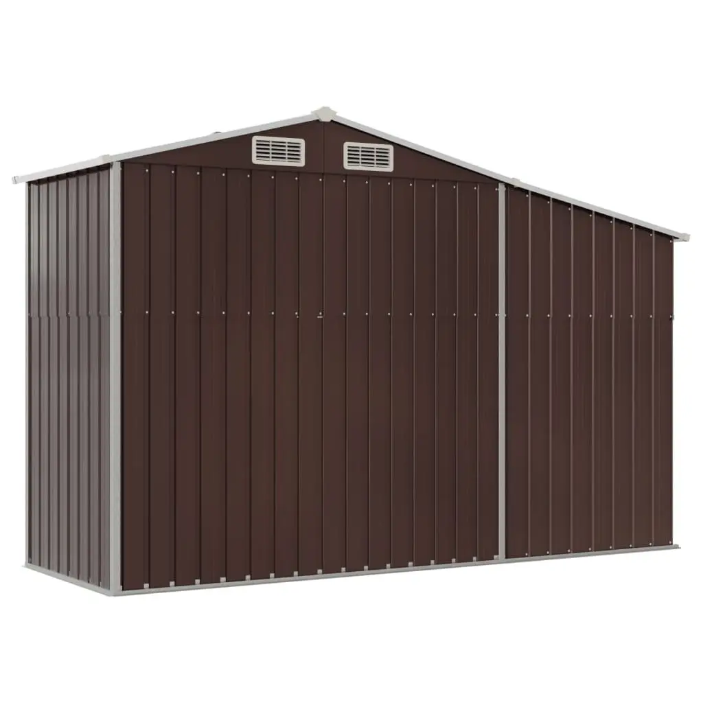 Garden Shed 277x93x179 cm Brown Galvanised Steel Outdoor Storage Tool House