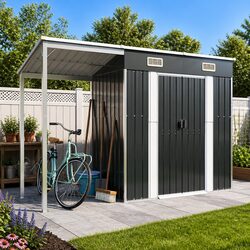 Enhanced Outdoor Storage Solution: Anthracite Garden Shed 277x107x181cm