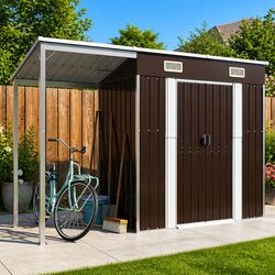Brown Extended Roof Shed for Your Outdoor Space 277x107x181cm