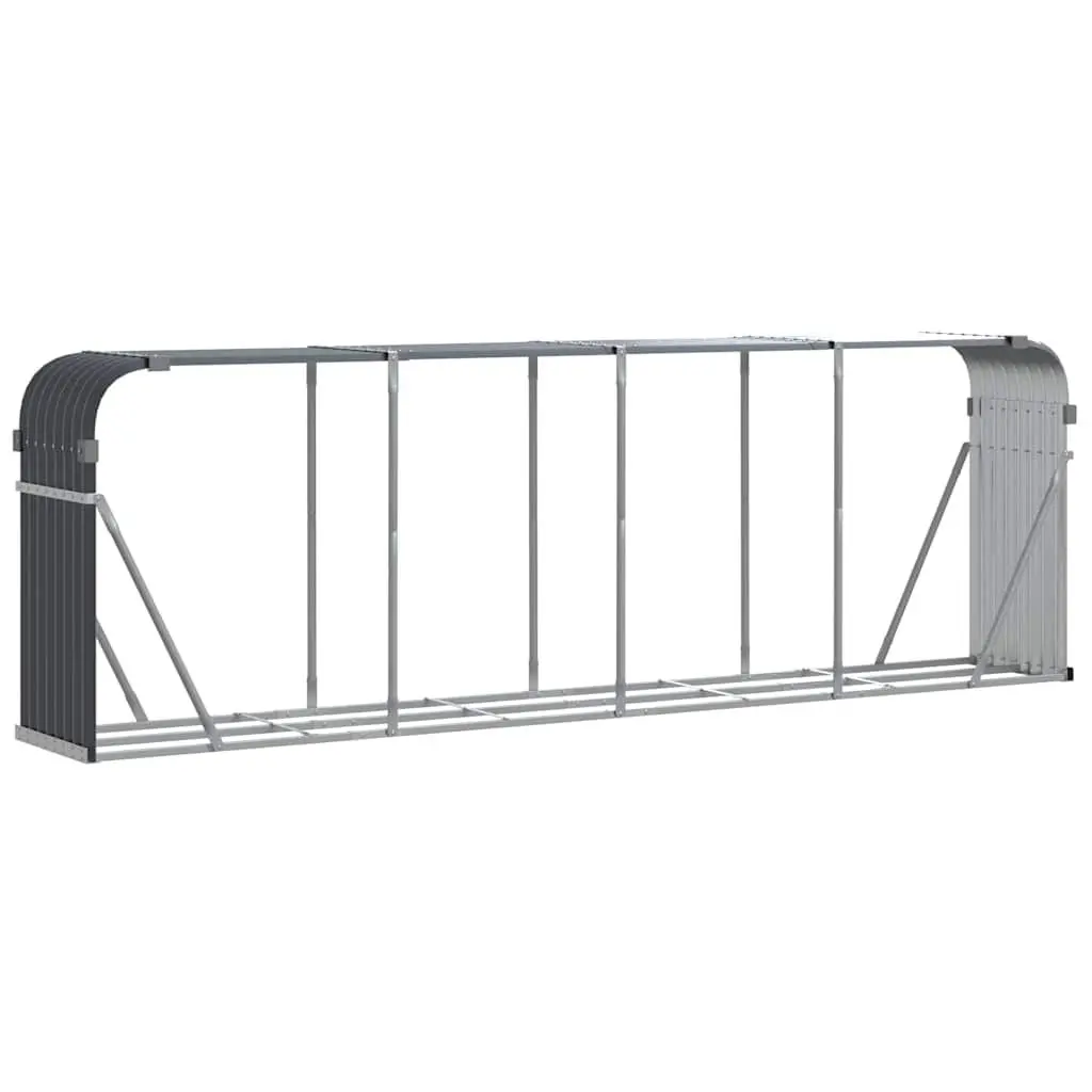 Log Holder 300 x 45 x 100 cm Anthracite Galvanised Steel Wall Mount Firewood Storage Rack