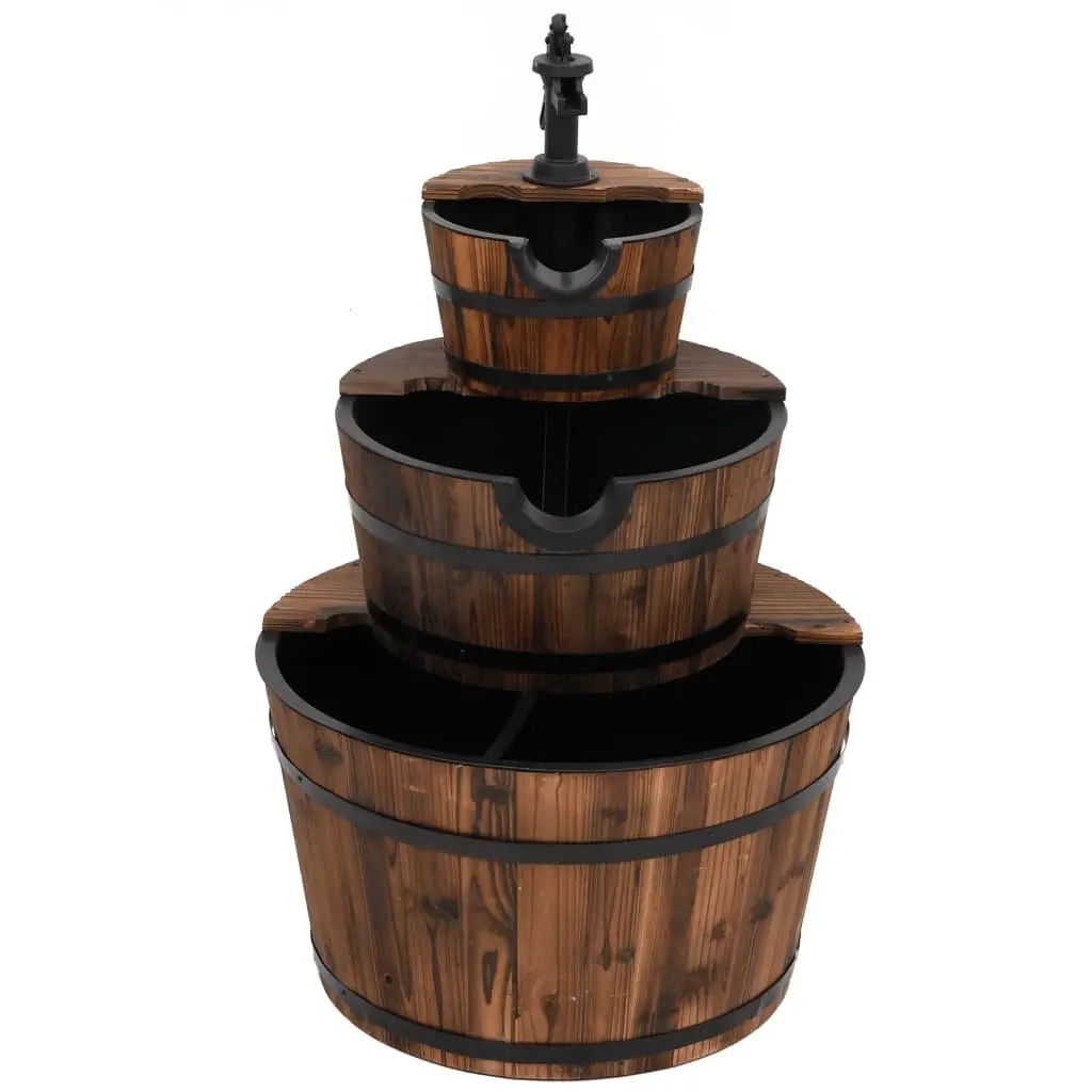 Wooden Water Fountain with Electric Pump Adjustable Flow for Garden Patio Backyard Decor
