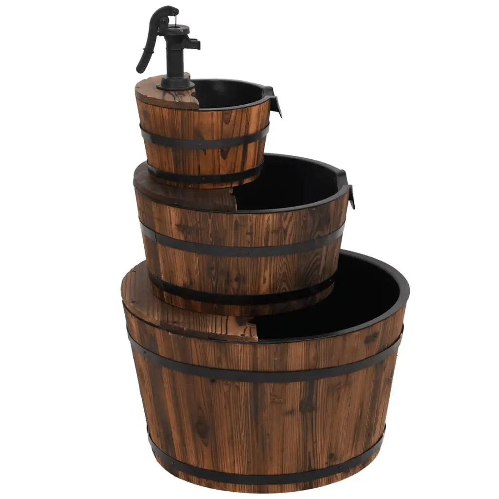 Wooden Water Fountain with Electric Pump Adjustable Flow for Garden Patio Backyard Decor