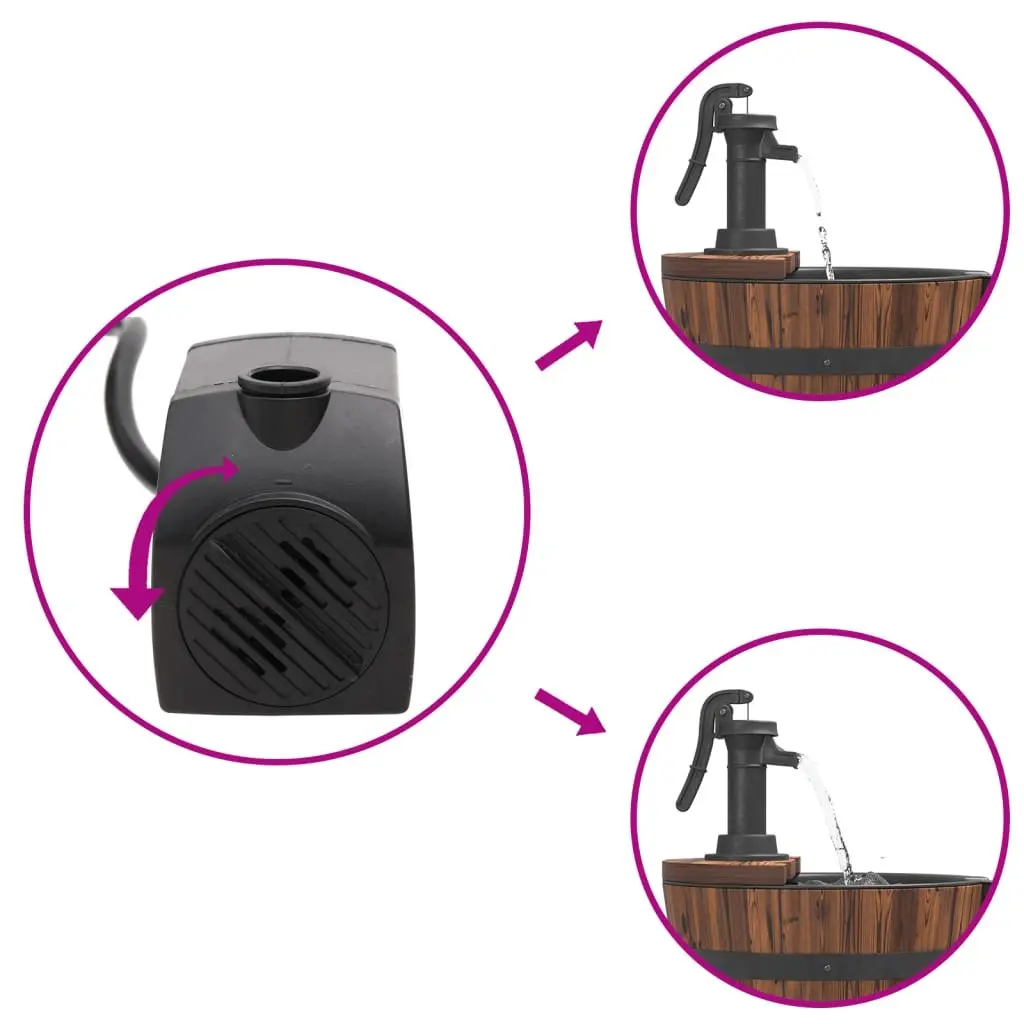 Wooden Water Fountain with Electric Pump Adjustable Flow for Garden Patio Backyard Decor