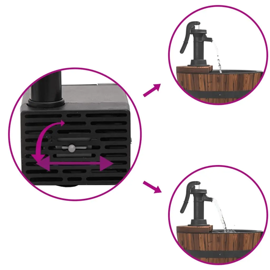 Water Fountain Solid Wood Fir Brown Garden Patio Backyard Decorative Pump