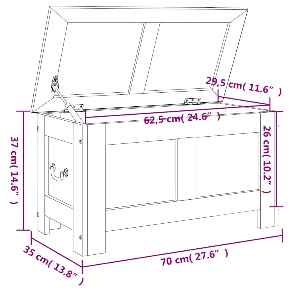 Storage Chest with Lid Brown Solid Acacia Wood Sturdy Construction Gas Lift Mechanism Spacious Interior