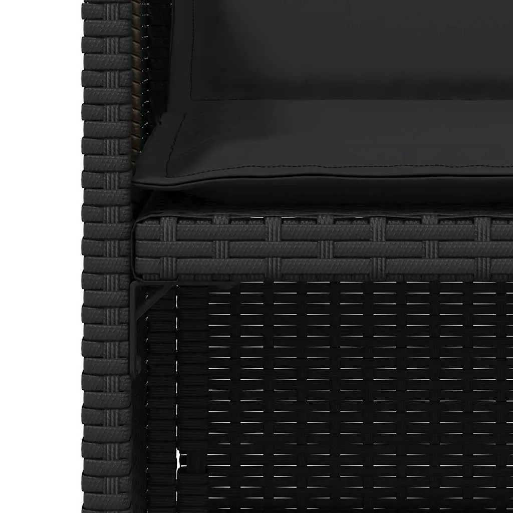 Outdoor Garden Chairs 4 Piece Black Poly Rattan Folding with Padded Cushions
