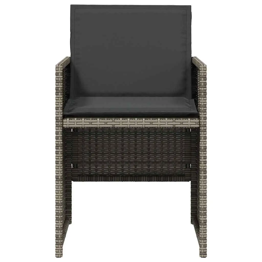 Outdoor Garden Chairs Set 4 Piece Grey Poly Rattan with Thick Cushions