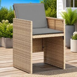 Outdoor Garden Chairs 4 Pieces Set with Cushions Beige Poly Rattan Seating