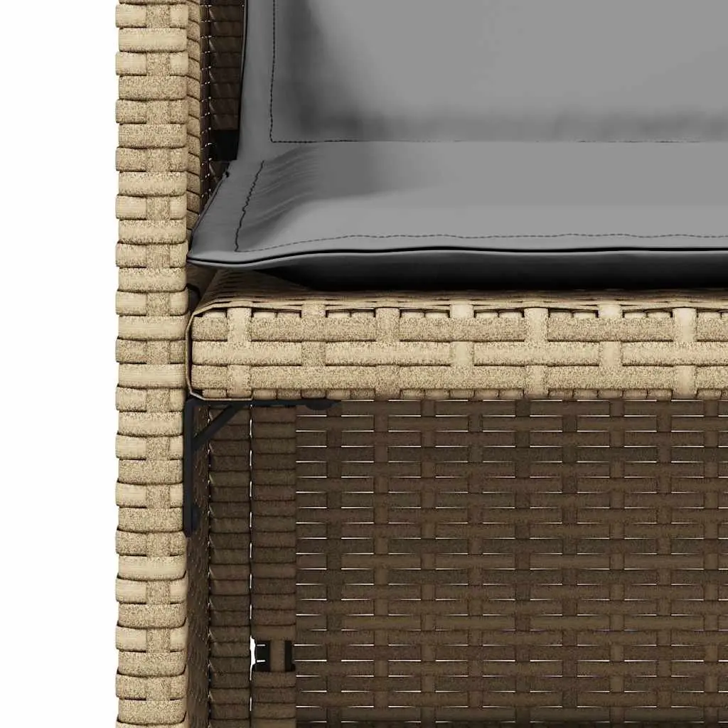 Outdoor Garden Chairs 4 Piece Set Beige PE Poly Rattan Cushions Foldable Backrest