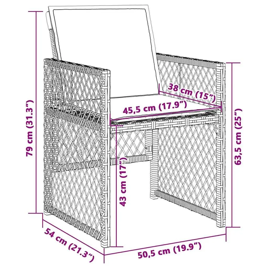 Outdoor Garden Chairs 4 Pieces Black Poly Rattan with Cushions Folding Backrest