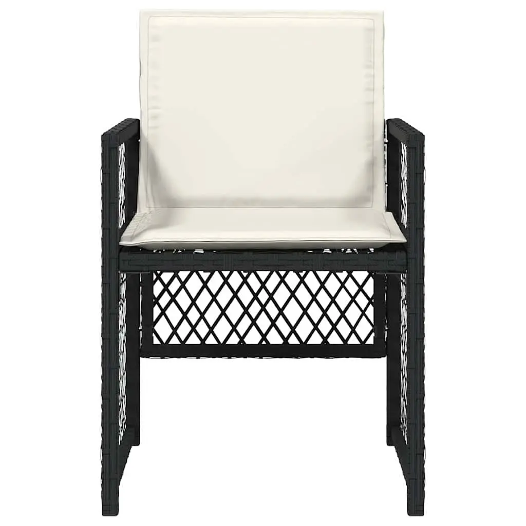 Outdoor Garden Chairs 4 Pieces Black Poly Rattan with Cushions Folding Backrest