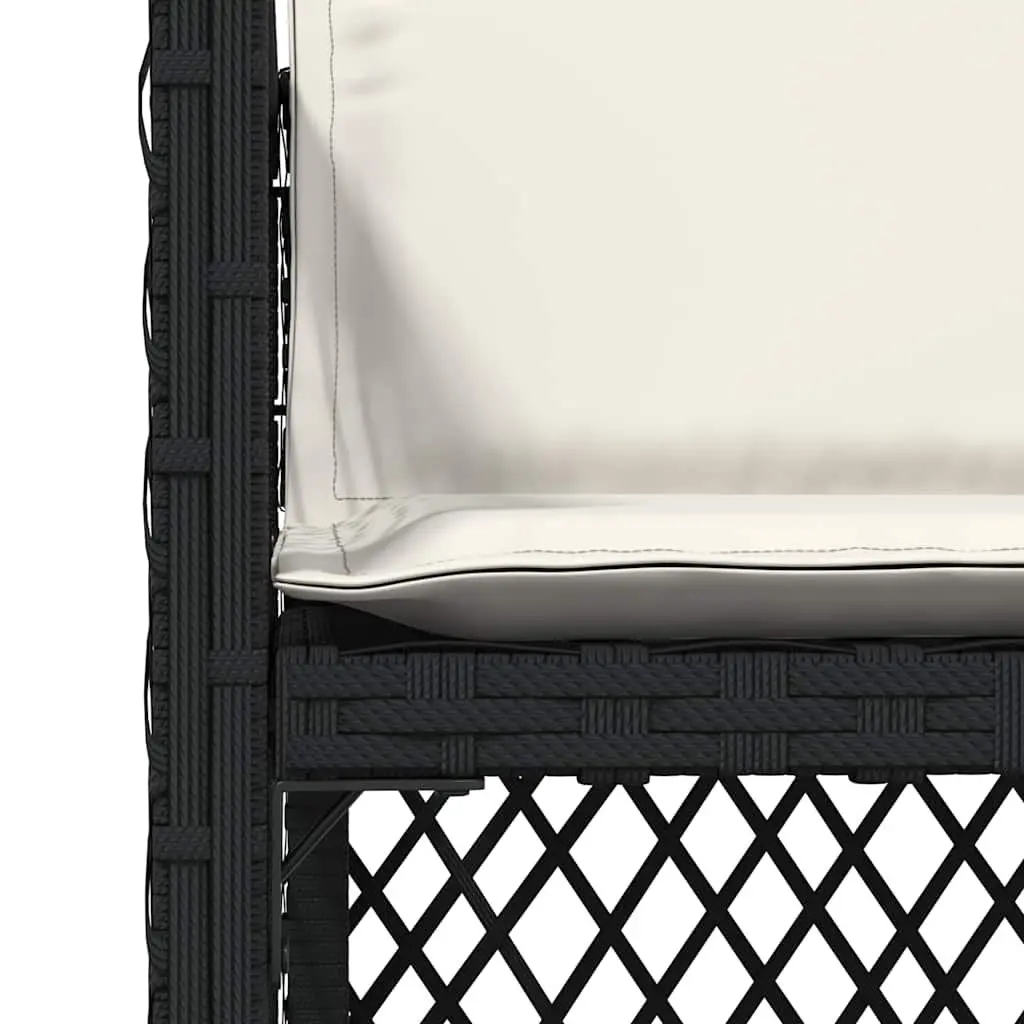 Outdoor Garden Chairs 4 Pieces Black Poly Rattan with Cushions Folding Backrest