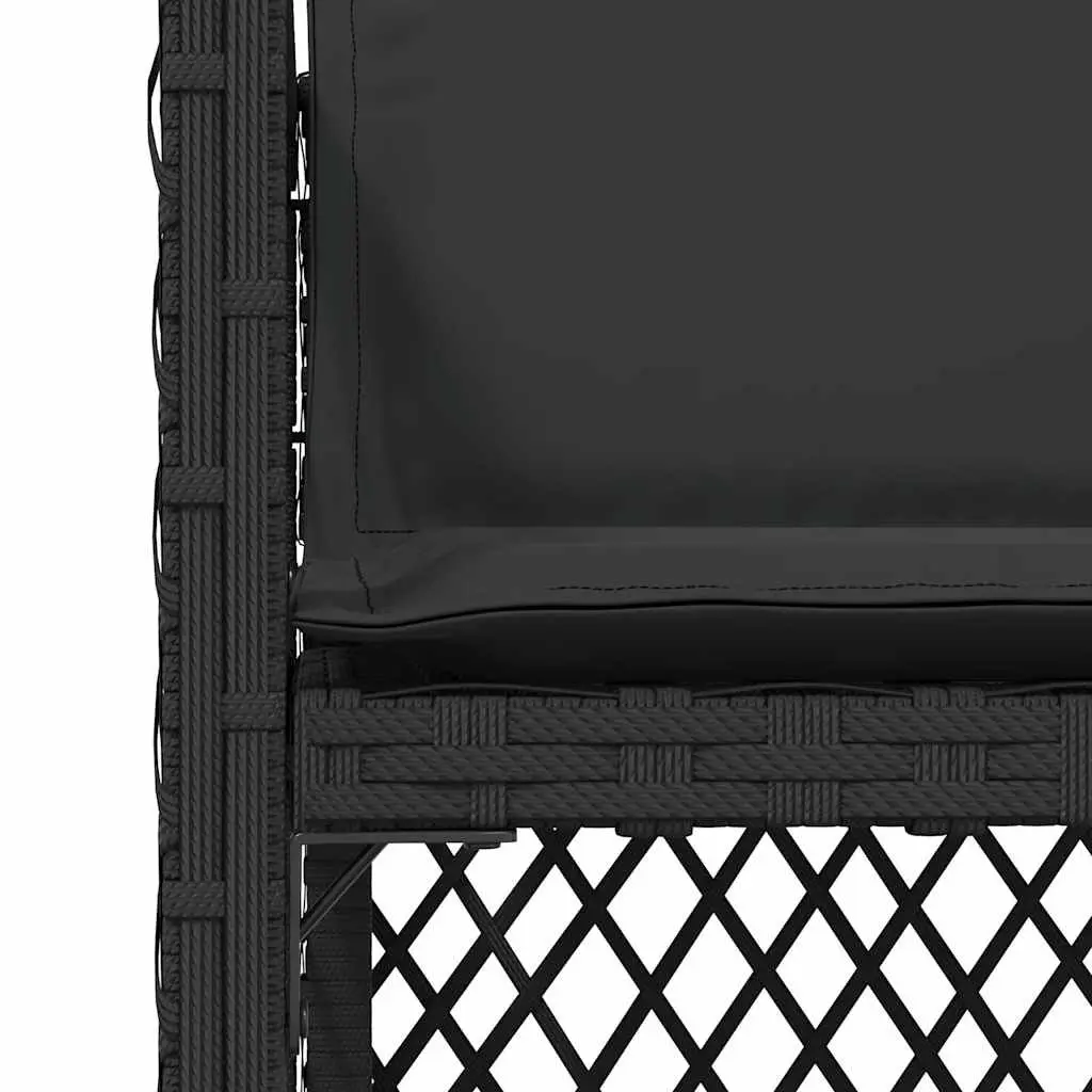 Outdoor Chairs Set 4 Piece Black Poly Rattan with Cushions