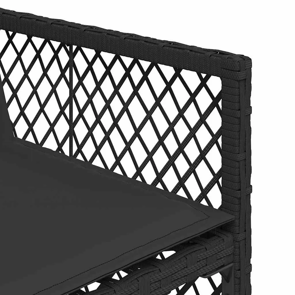 Outdoor Chairs Set 4 Piece Black Poly Rattan with Cushions